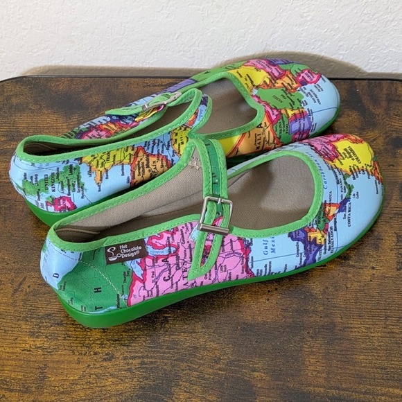 Chocolaticas Bon Voyage Womens Mary Jane Flat Size 5.5-6/36 Hot Chocolate Design - Picture 2 of 12